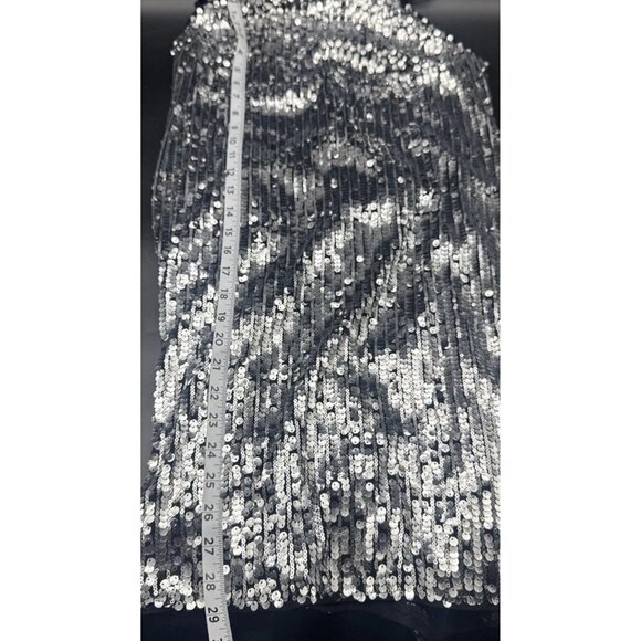 H&M Women’s All Over Sequin Mini Spaghetti Strap Tie Back Lined Dress Sz XL NEW - Picture 9 of 13